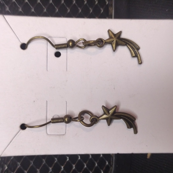 Mini Bronze Shooting Star Earrings - Picture 1 of 3